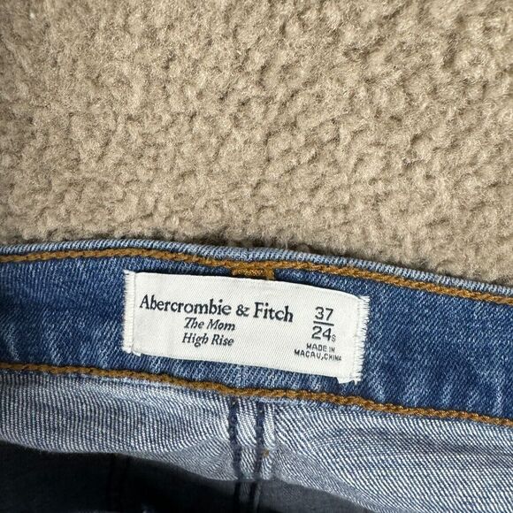 Abercrombie & Fitch Mom Jeans Womens Plus 37 Short Blue High Rise Raw Hem‎ NEW - Picture 11 of 14